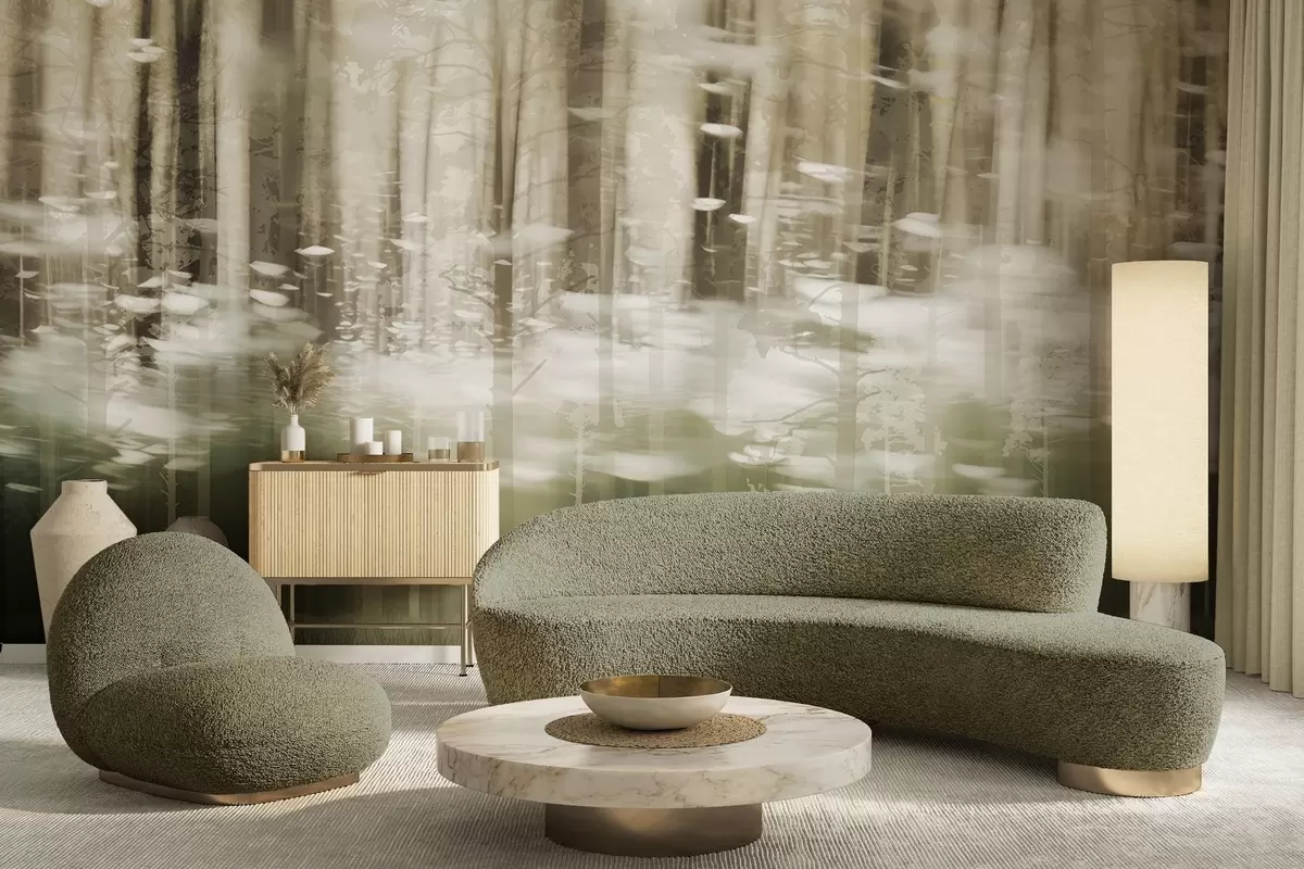 Papier peint photo Troncs d'arbres stylisés aux couleurs pastel w04844