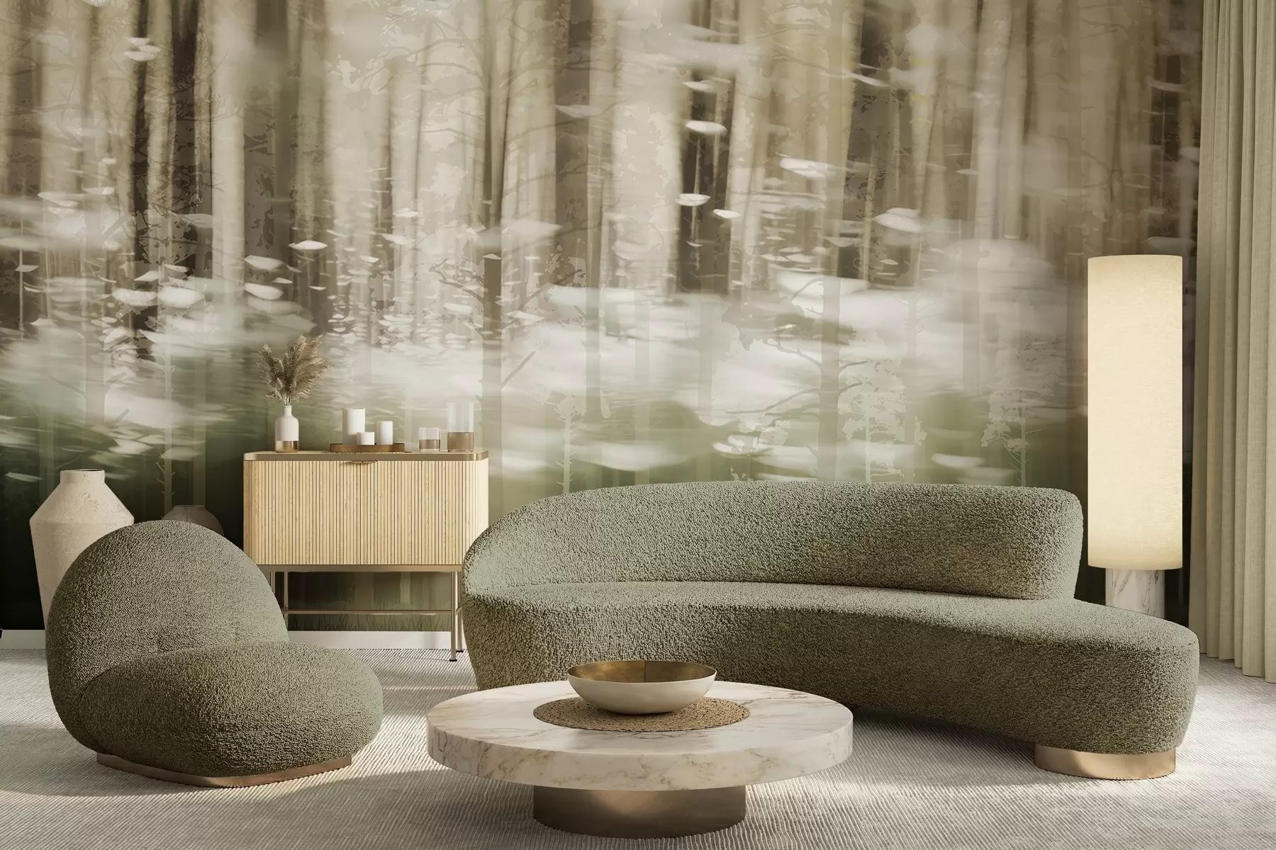 Papier peint photo Troncs d'arbres stylisés aux couleurs pastel w04844