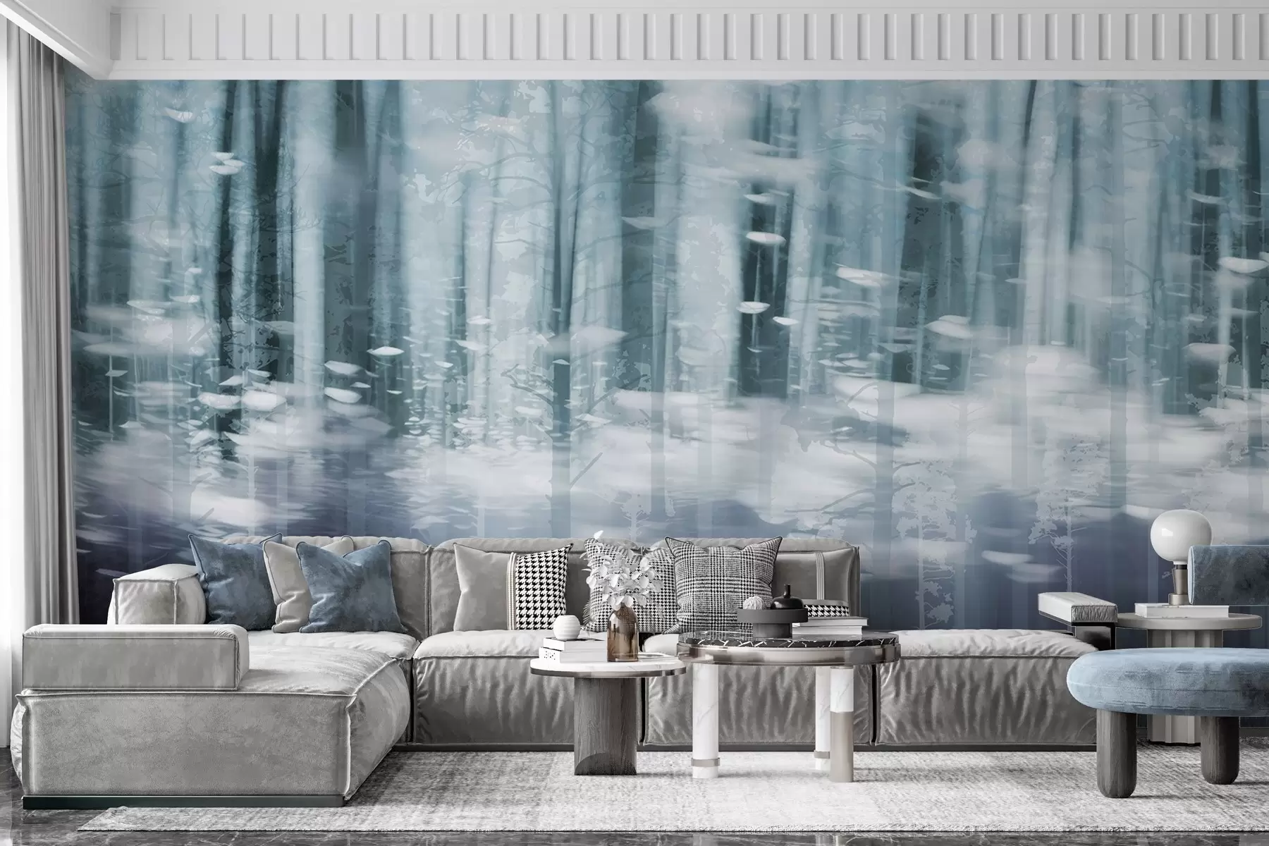 Fotobehang Gestileerde boomstammen in pastelkleuren w04844v1