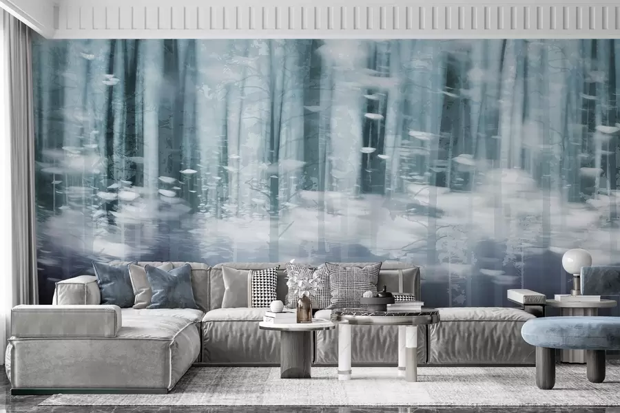 Papier peint photo Troncs d'arbres stylisés aux couleurs pastel w04844v1