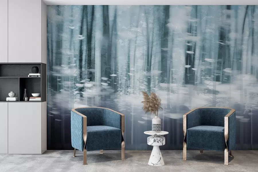 Fotobehang Gestileerde boomstammen in pastelkleuren w04844v1