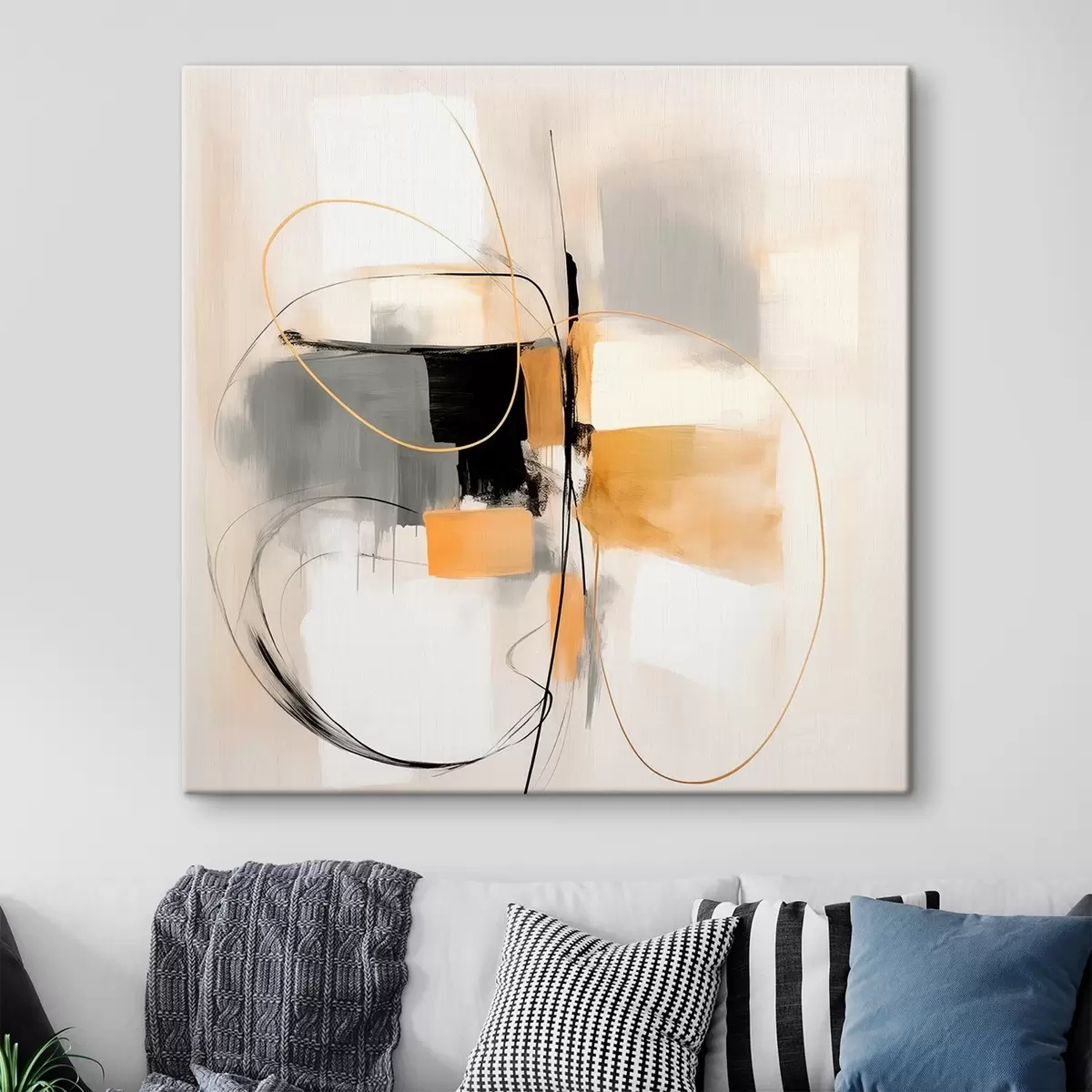  Schilderijen Abstract, lijnen en vormen in olieverfstijl s46322