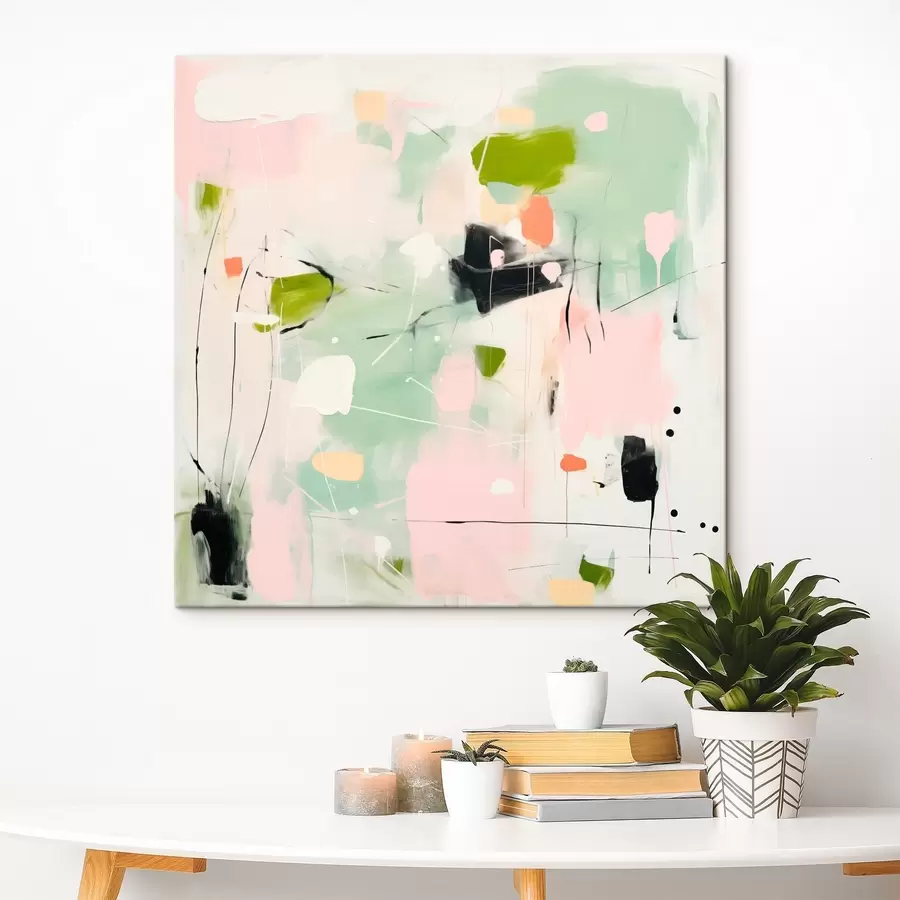  Peintures Rose et menthe, touches pastel s46324