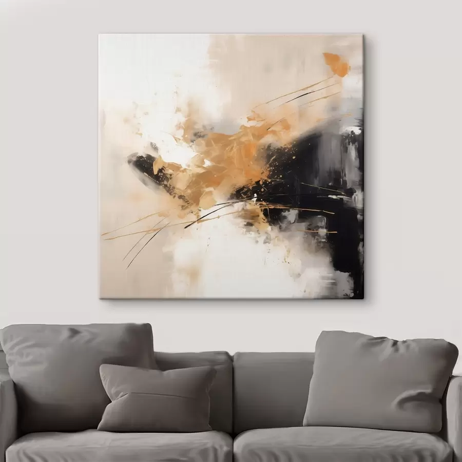 Peintures Traits orange et noirs, abstraction moderne s46327