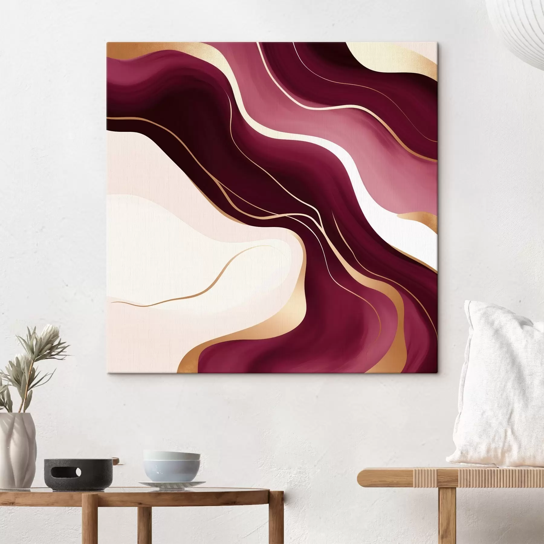  Schilderijen Vloeiende vormen, druif en roze kleurenpalet s46330