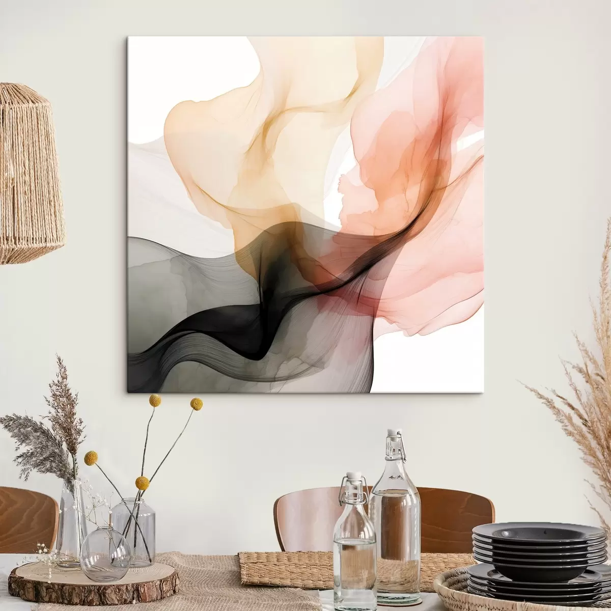  Schilderijen Koraal en grijs overlopen in een delicate stijl s46333