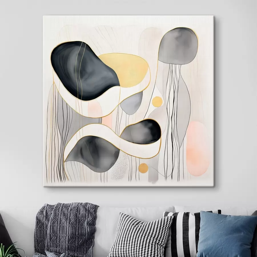  Peintures Composition neutre, taches grises et sableuses dans un style moderne s46334