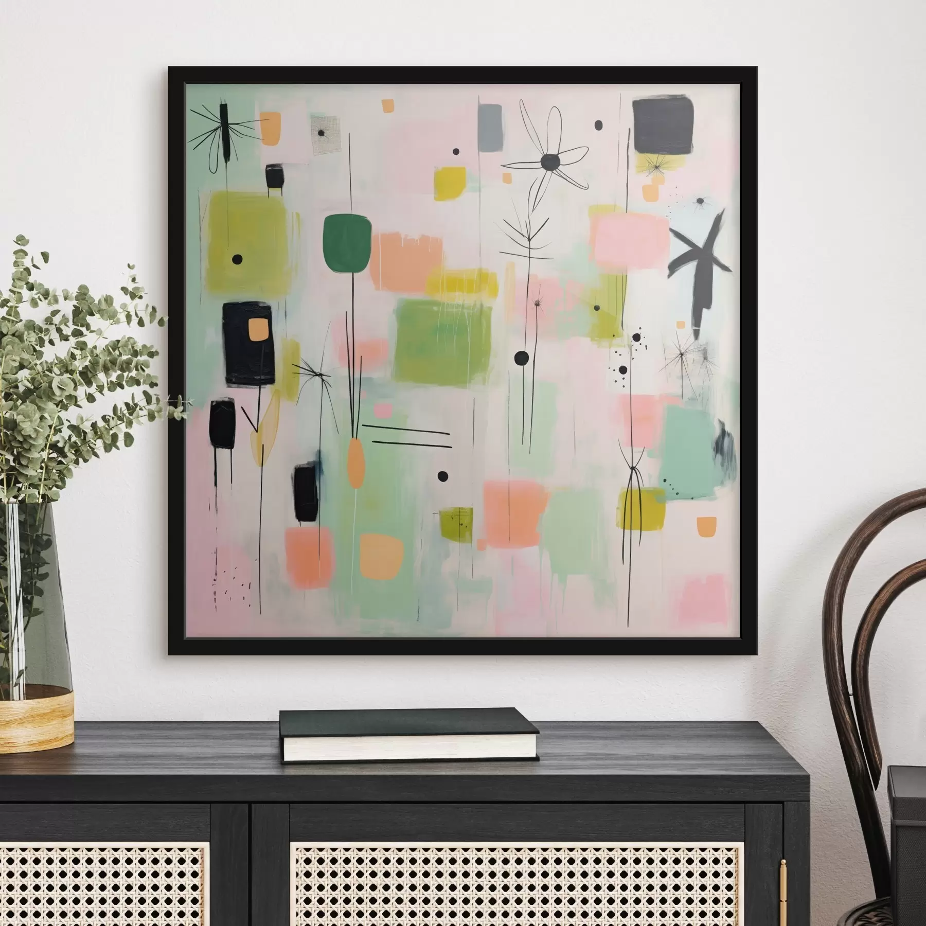 Fotobehang Abstracte bloemen, lichte compositie in olieverfstijl f46325