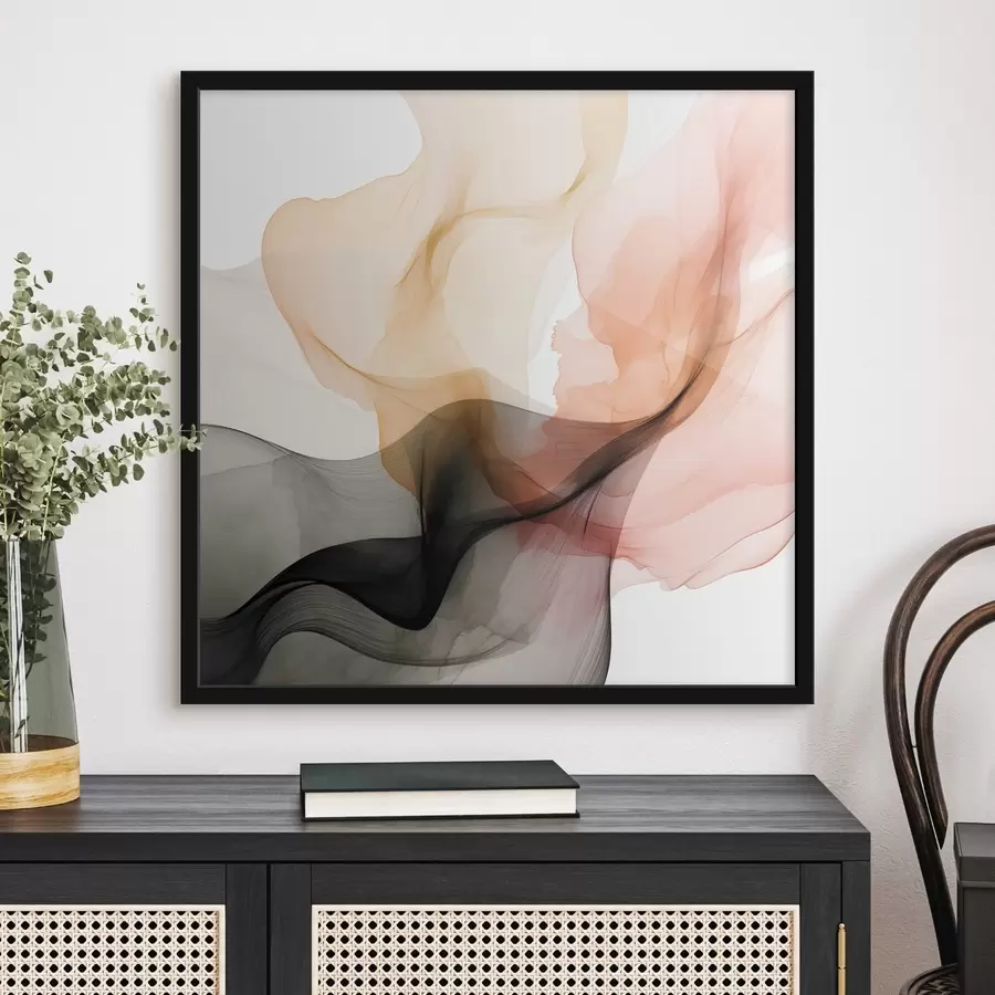 Papier peint photo Débordements de corail et de gris dans un style délicat f46333