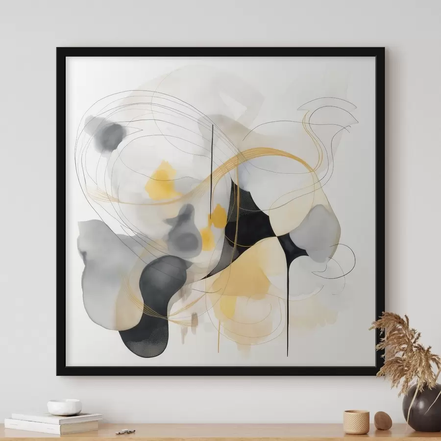 Fotobehang Chaotische lijnen en vlekken in moderne stijl f46335