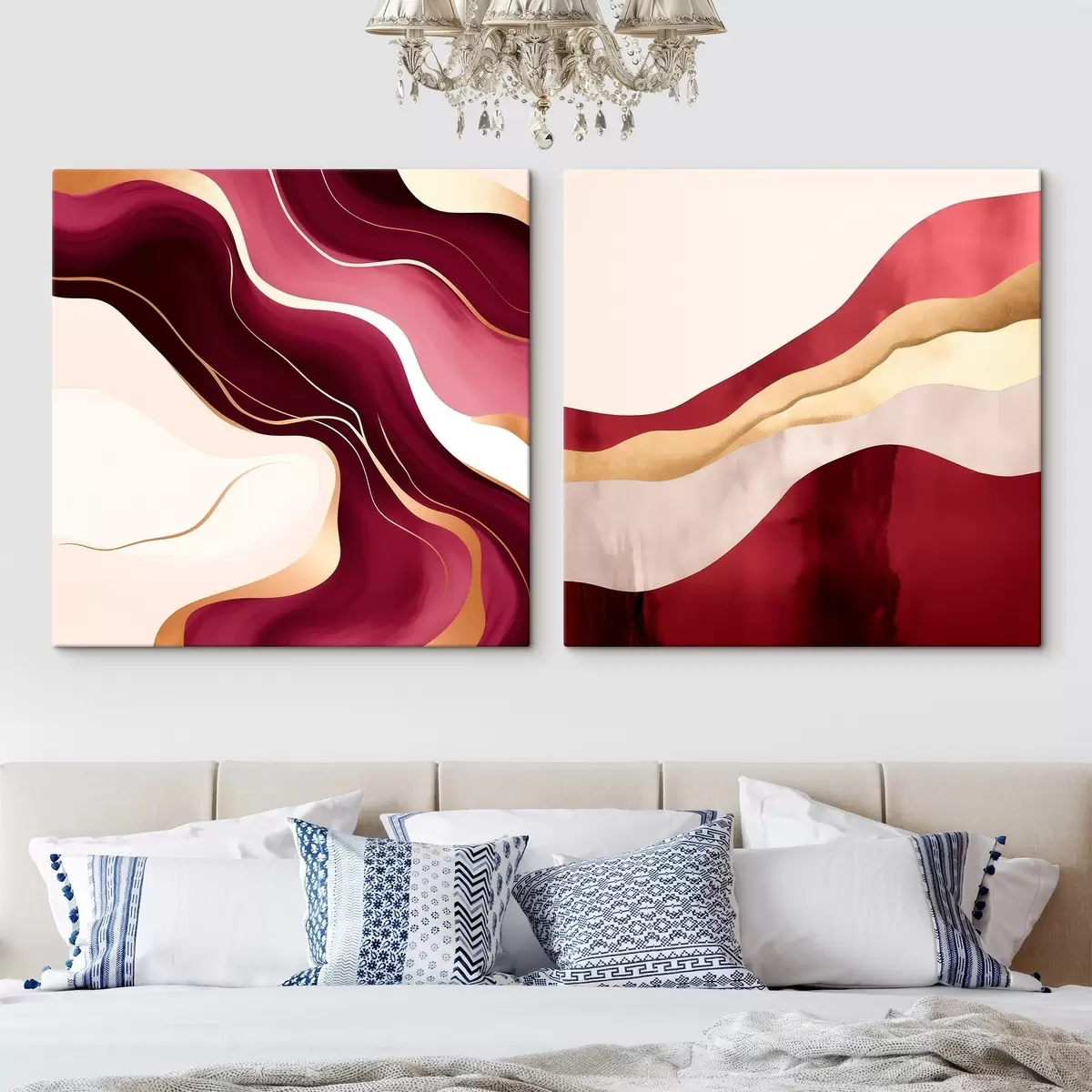  Peintures Abstraction ondulée, nuances riches m00903