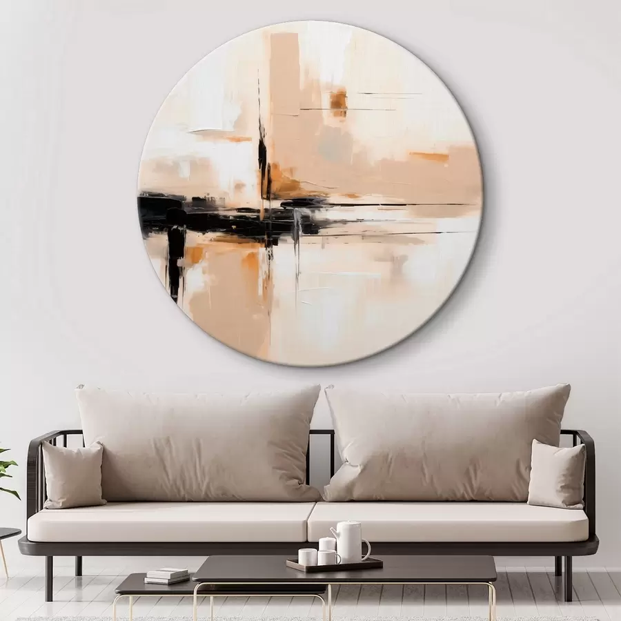  Peintures Beige et noir, abstraction verticale dans un style minimaliste r46326