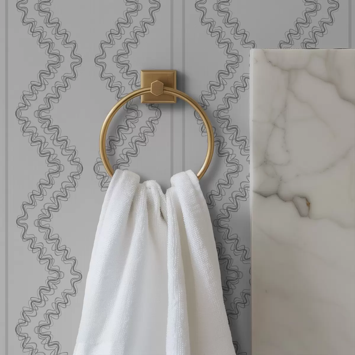 Papier peint Ligne dentelle en zigzag, gris neutre a00689v2