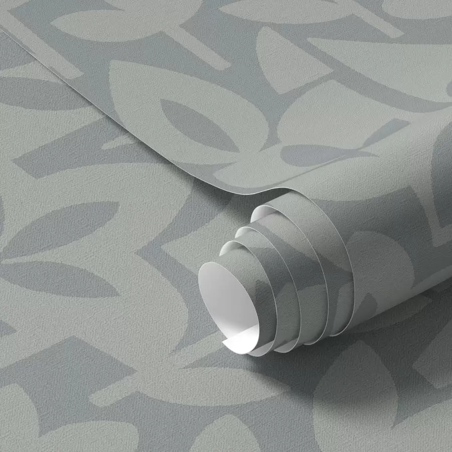 Fotobehang Geometrische bloemensilhouetten in leiblauw a00875