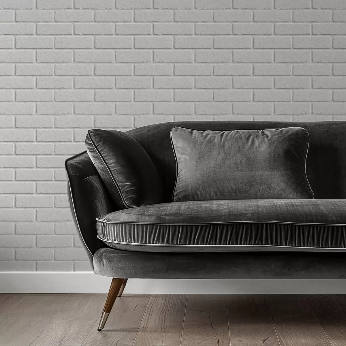 Behang Witte baksteenstructuur, horizontale indeling a00877