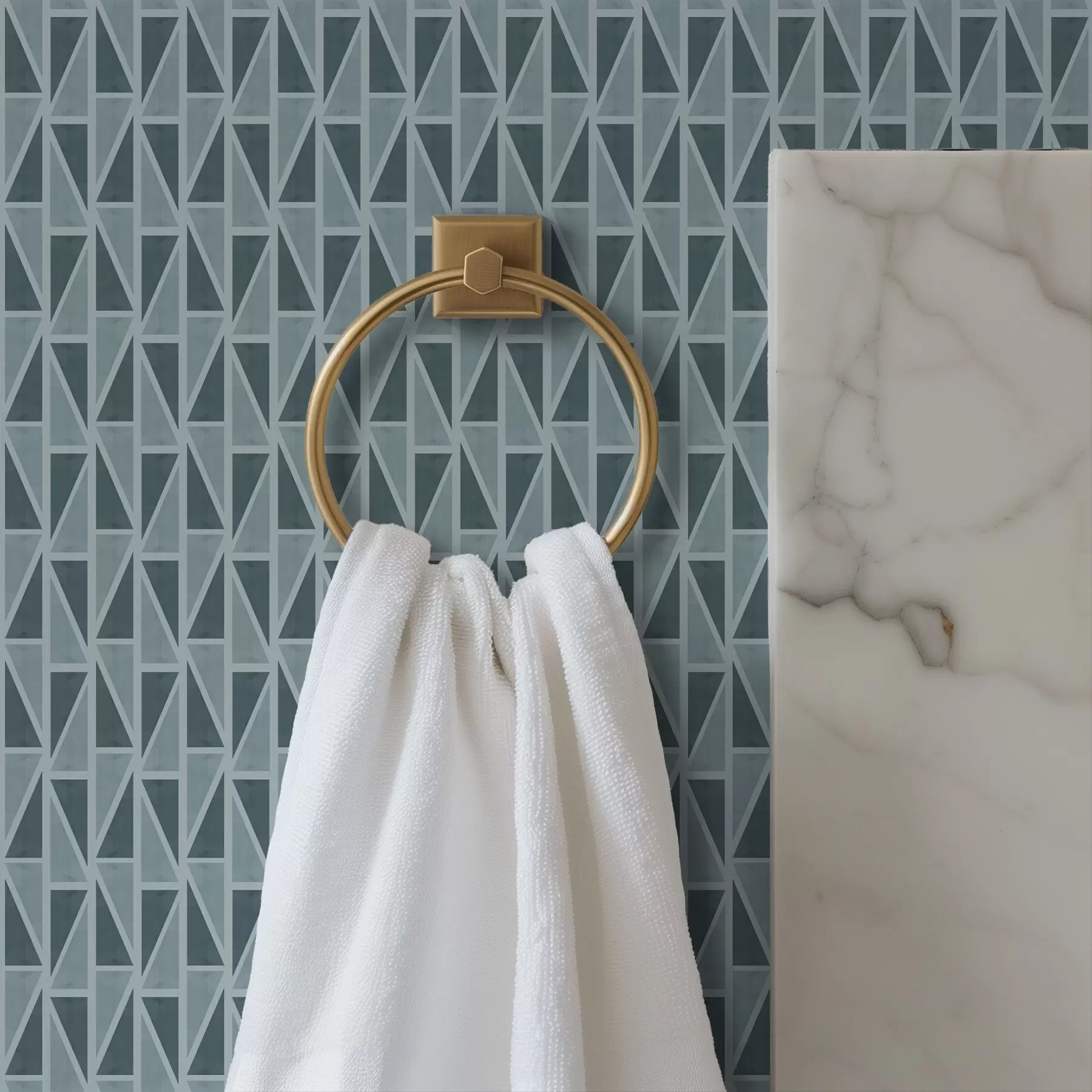 Fotobehang Teal glazen paneelrooster met diagonale schoren a00902