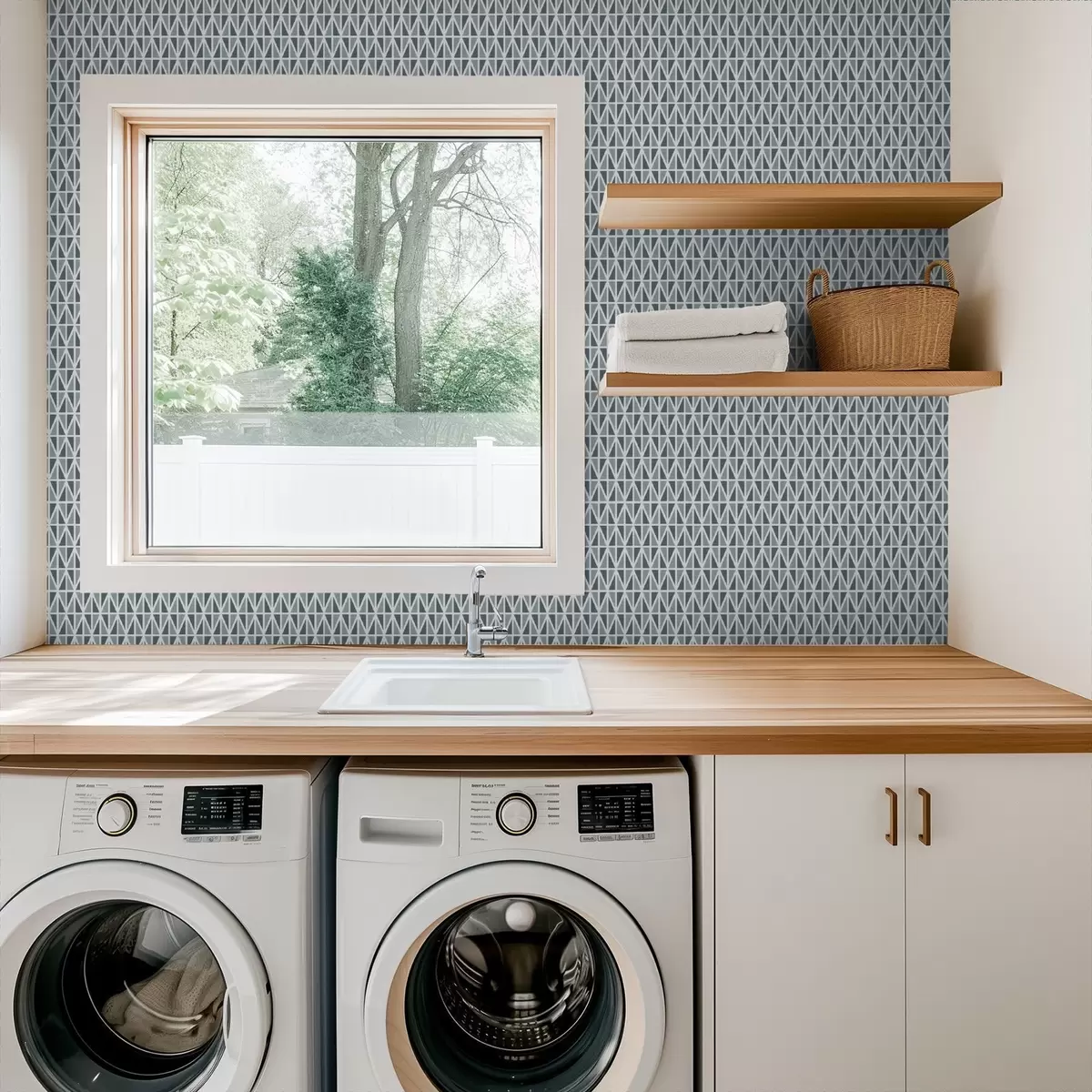 Behang Fijn wit diamantpatroon over gedempt blauwgroen a00903