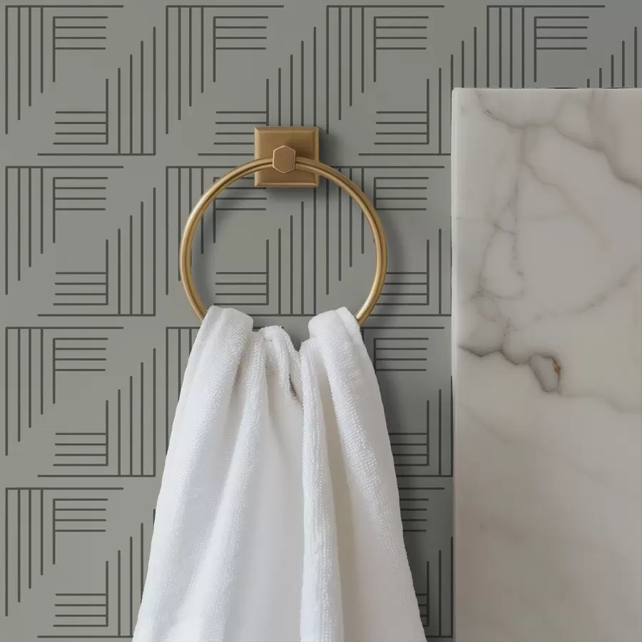 Fotobehang Lineaire hoekblokken die vierkanten vormen op warm grijs a00907