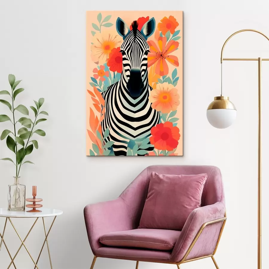  Schilderijen Zebra tussen bloemen s46457