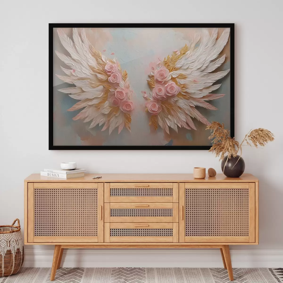 Affiche Ailes de couleur jaune et rose f46551