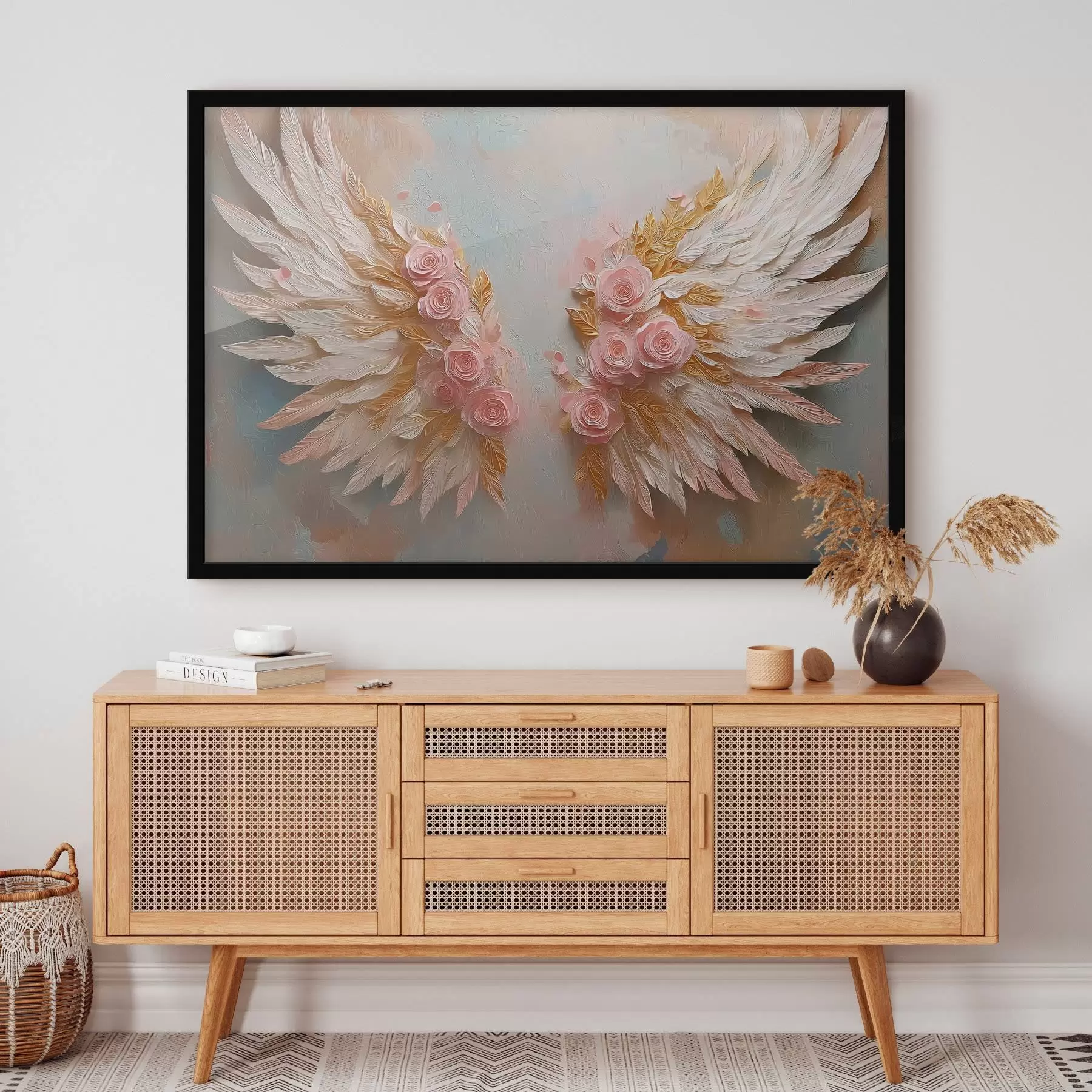 Papier peint photo Ailes de couleur jaune et rose f46551