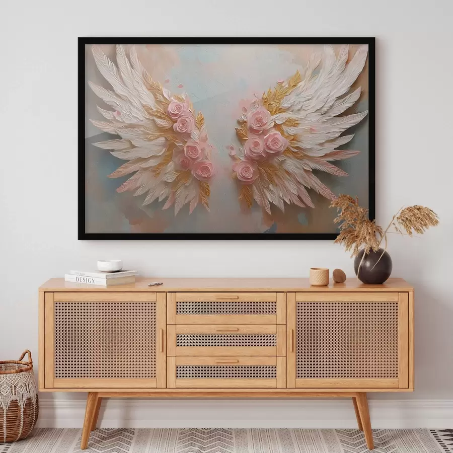 Papier peint photo Ailes de couleur jaune et rose f46551