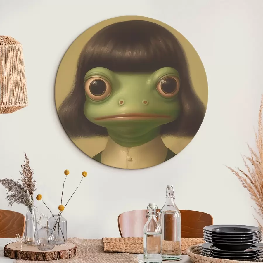  Schilderijen Meisje in vintage-stijl met kikker r46458