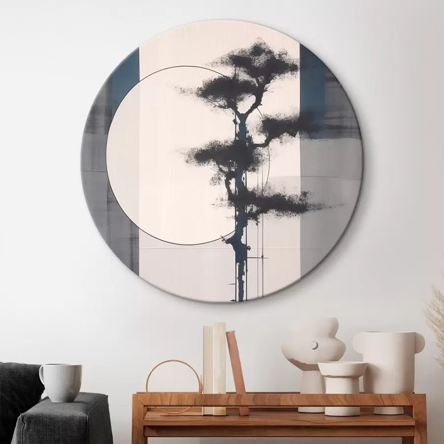  Schilderijen Abstractie. Boom en zon. Japans minimalisme r46463