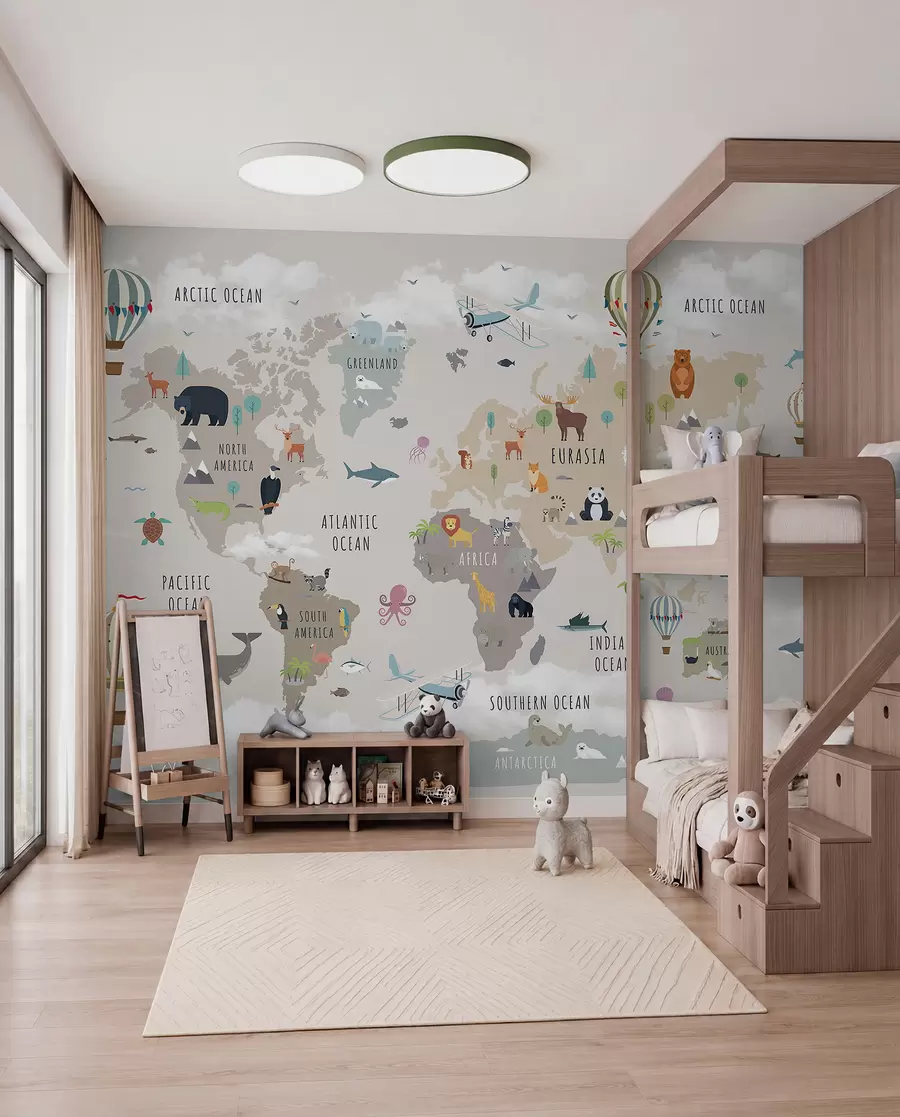 Fotobehang Dierenatlas in het Engels c00002en