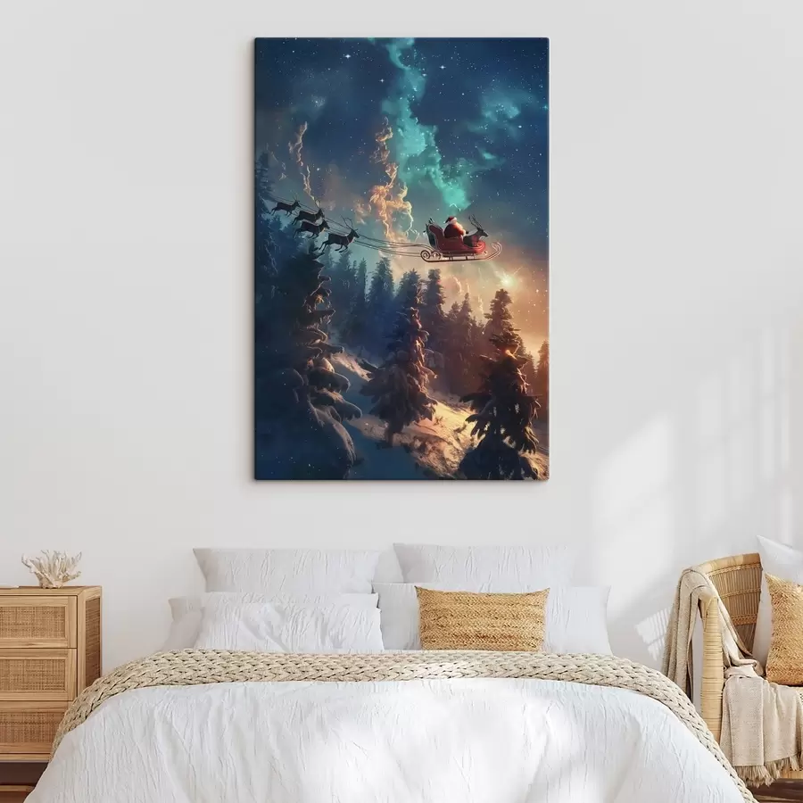  Schilderijen Kerstman op rendieren s46602