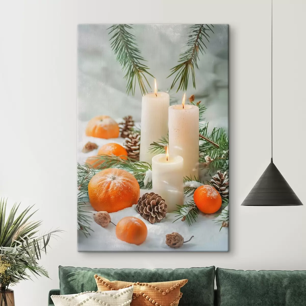  Schilderijen Kaarsen, mandarijnen en dennenappels s46615