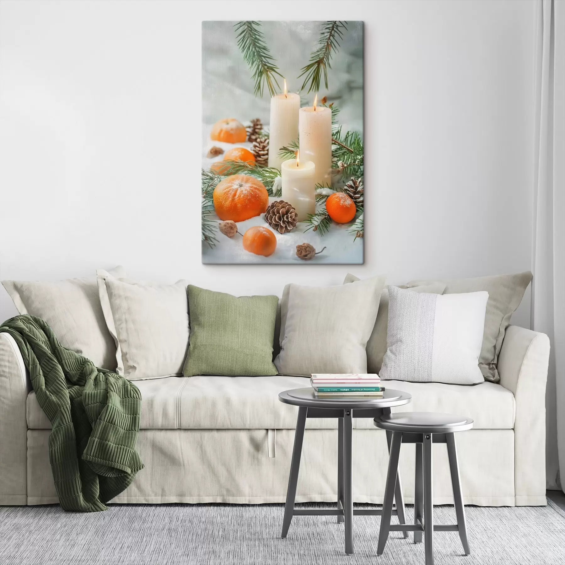  Schilderijen Kaarsen, mandarijnen en dennenappels s46615