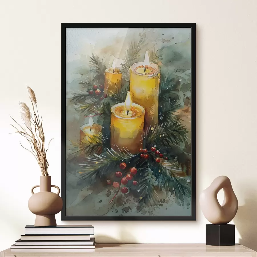 Fotobehang Kerstkaarsen f46585