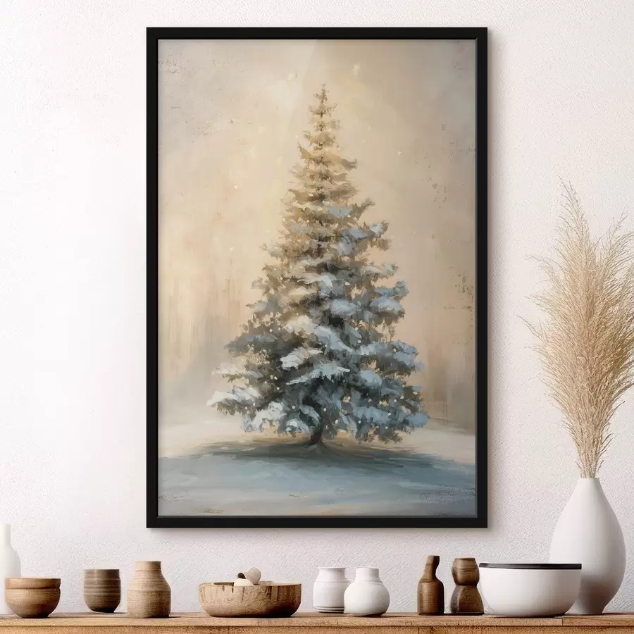 Fotobehang Kerstboom in de sneeuw f46589
