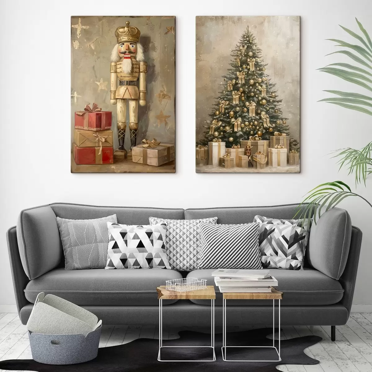  Peintures Casse-Noisette et sapin de Noël avec des cadeaux m00957