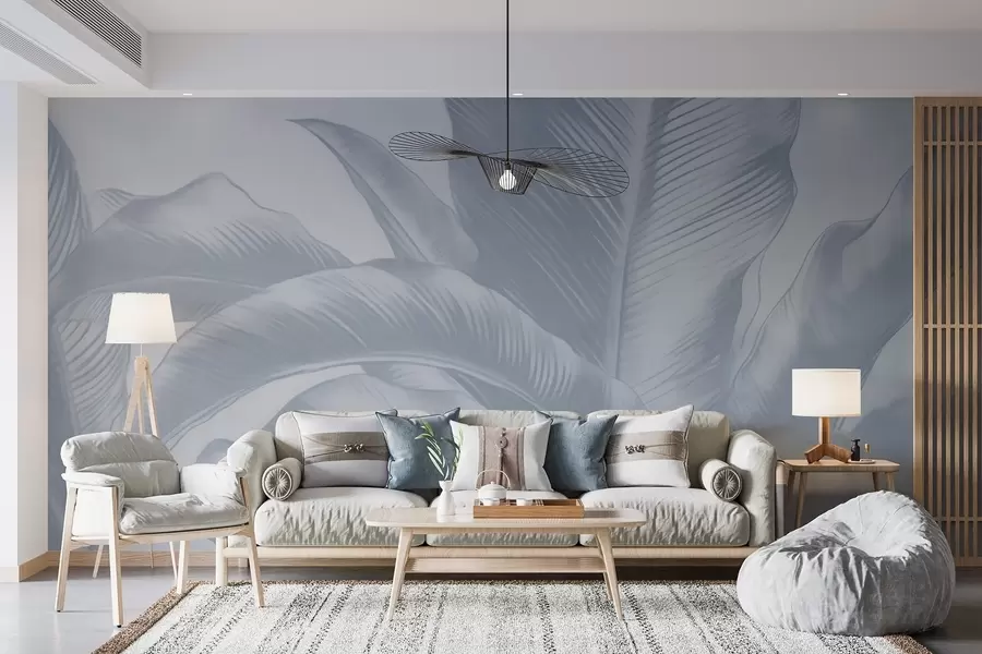 Papier peint photo Longues feuilles, feuilles de bananier avec un effet usé w04827v1