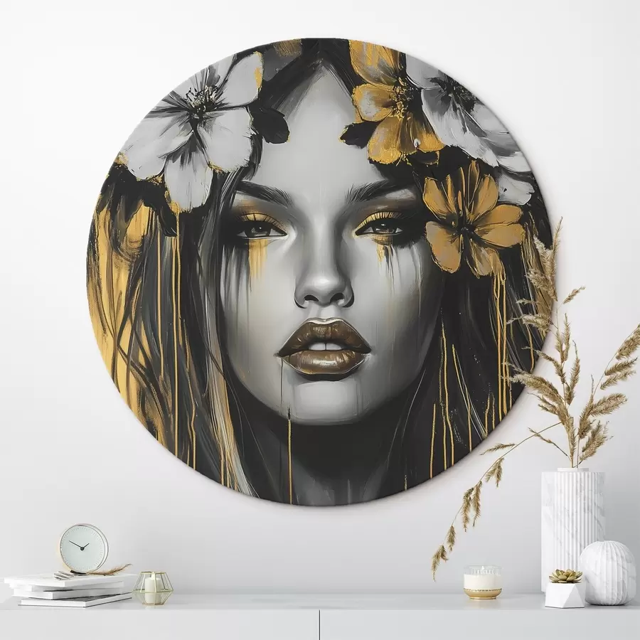  Schilderijen Abstract portret van een vrouw met bloemen r46454