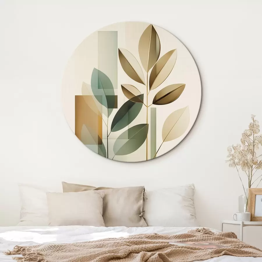  Schilderijen Geometrische abstractie met bladeren r46581