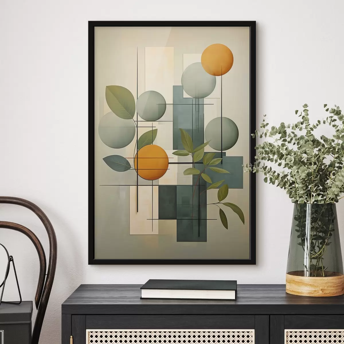 Affiche Abstraction géométrique avec des plantes f46579