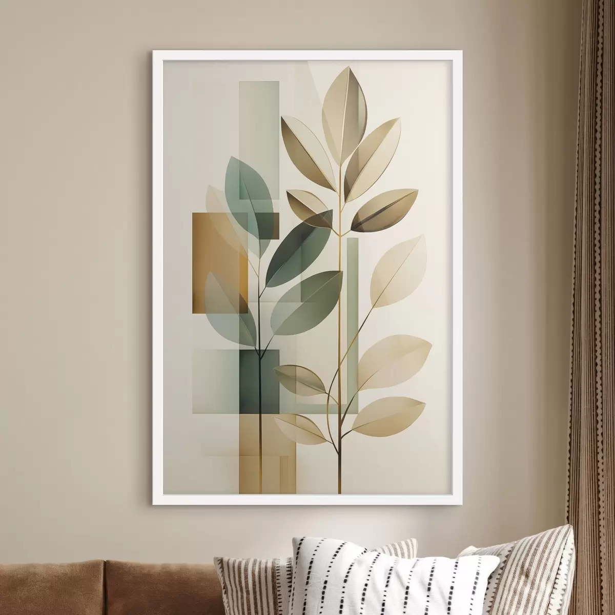 Affiche Abstraction géométrique avec des feuilles f46581