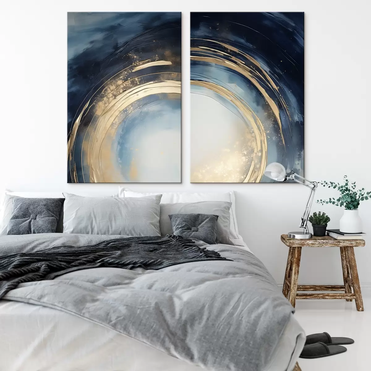  Peintures Balayage circulaire bleu nuit avec arcs métalliques m00969