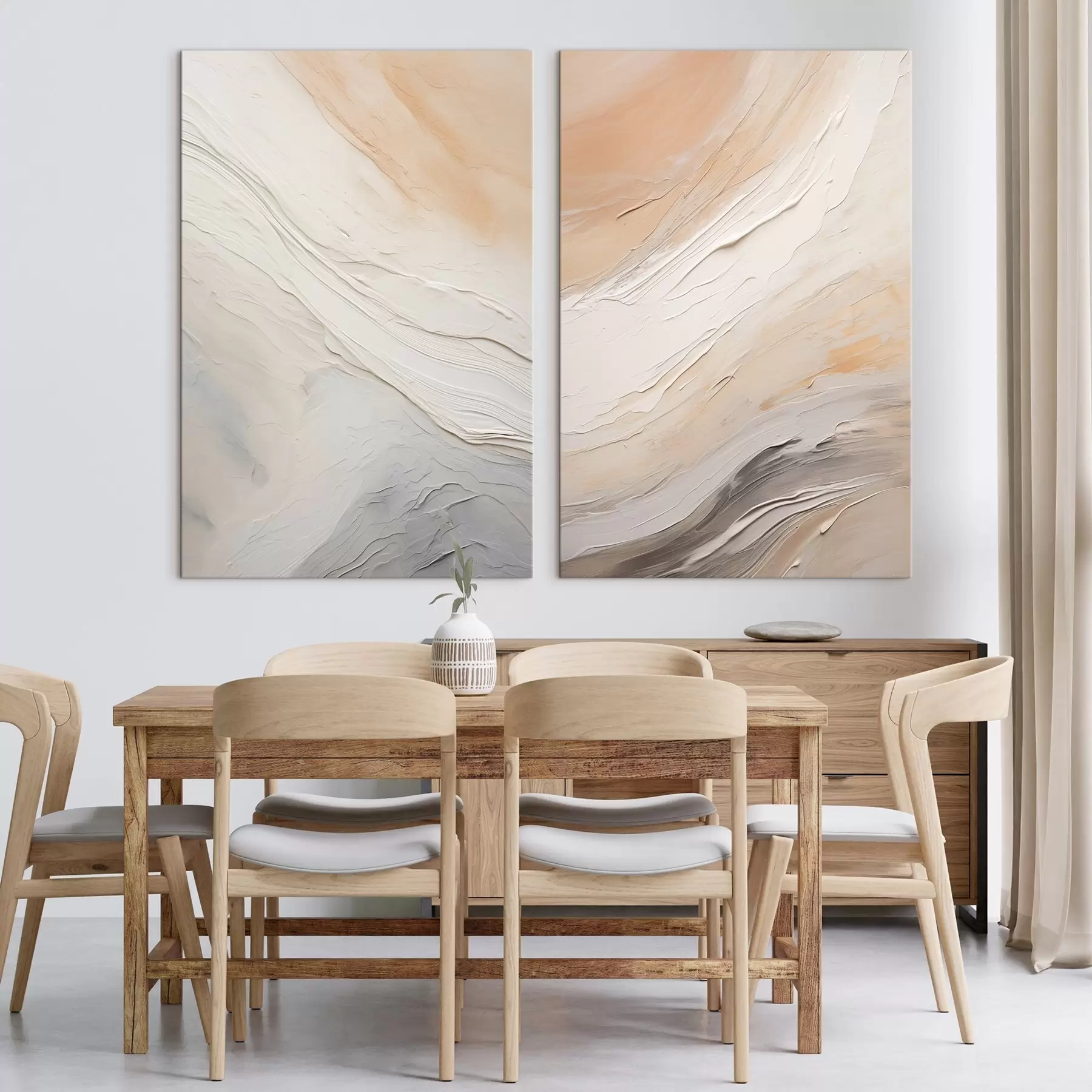  Schilderijen Neutrale pleisterstructuren met vloeiende reliëflagen m00971