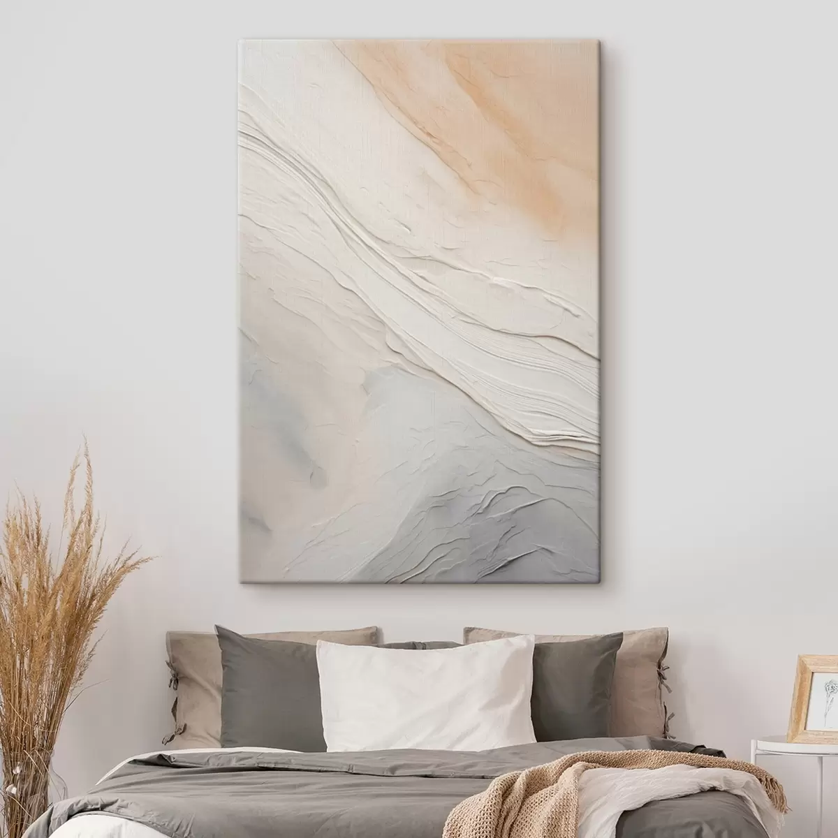  Schilderijen Getextureerde pleistergolven in zachte ivoor- en zandtinten s46510