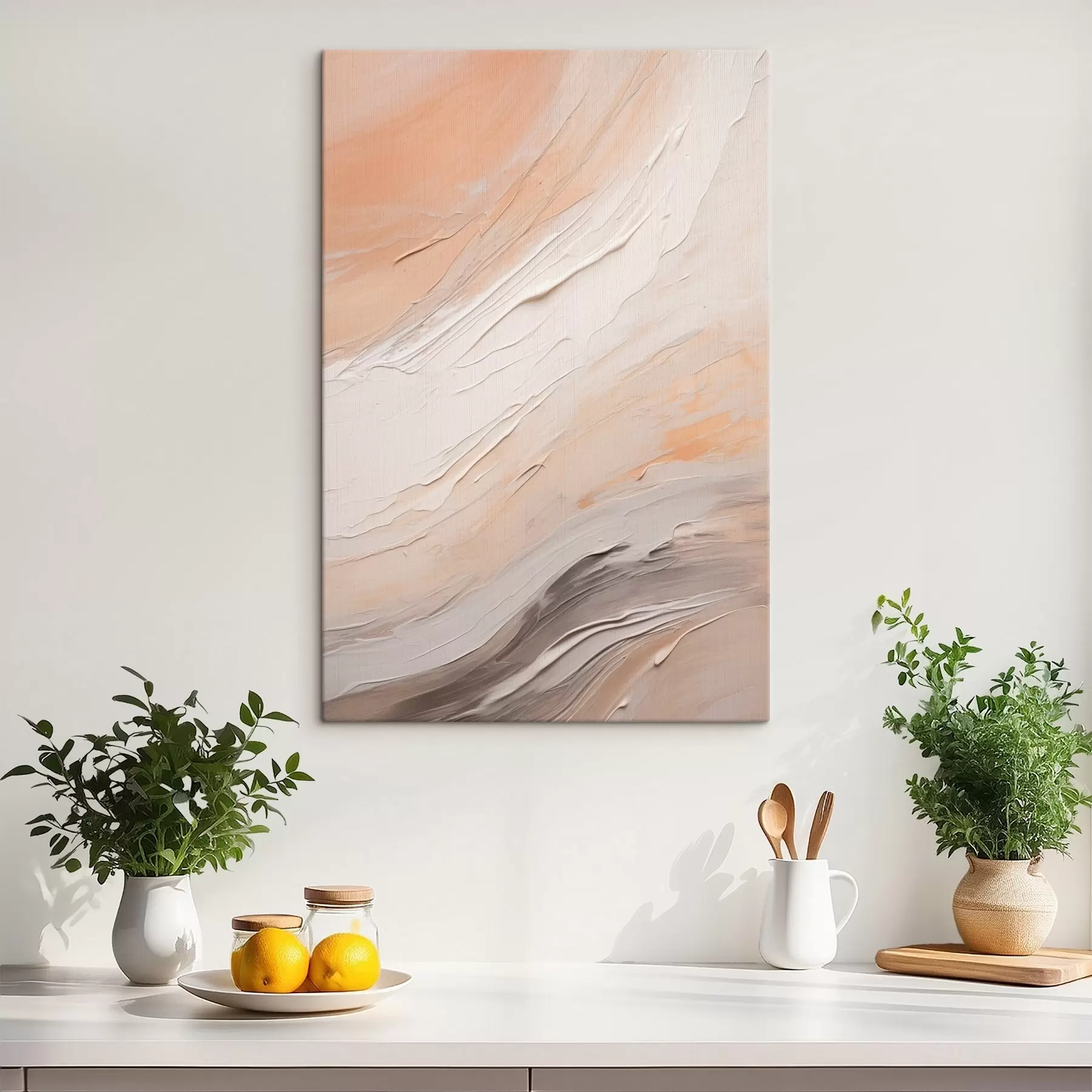  Peintures Enduit texturé tourbillonnant dans des tons beige chaud et gris doux s46511