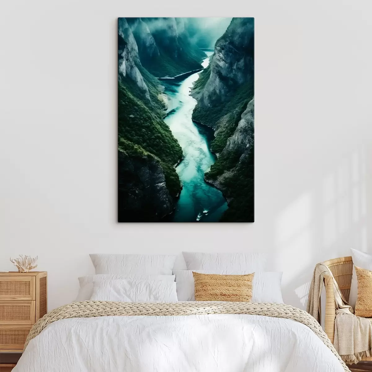  Schilderijen Smalle kloof met een turquoise stroom van bovenaf s46522