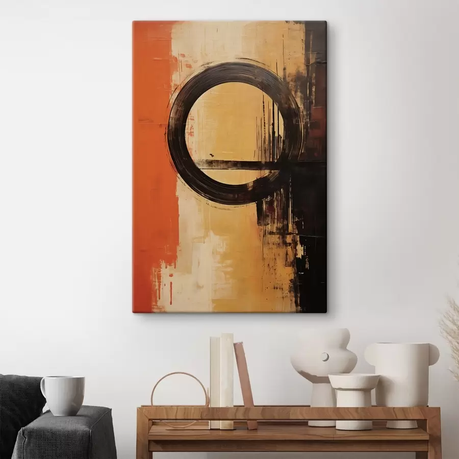  Peintures Résumé avec un anneau noir sur fond sable-terre cuite s46529