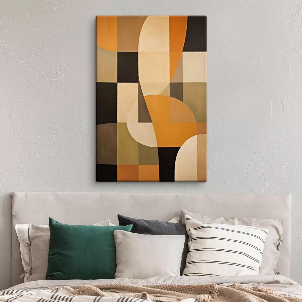  Peintures Patchwork de rectangles avec un arc orange lisse s46534