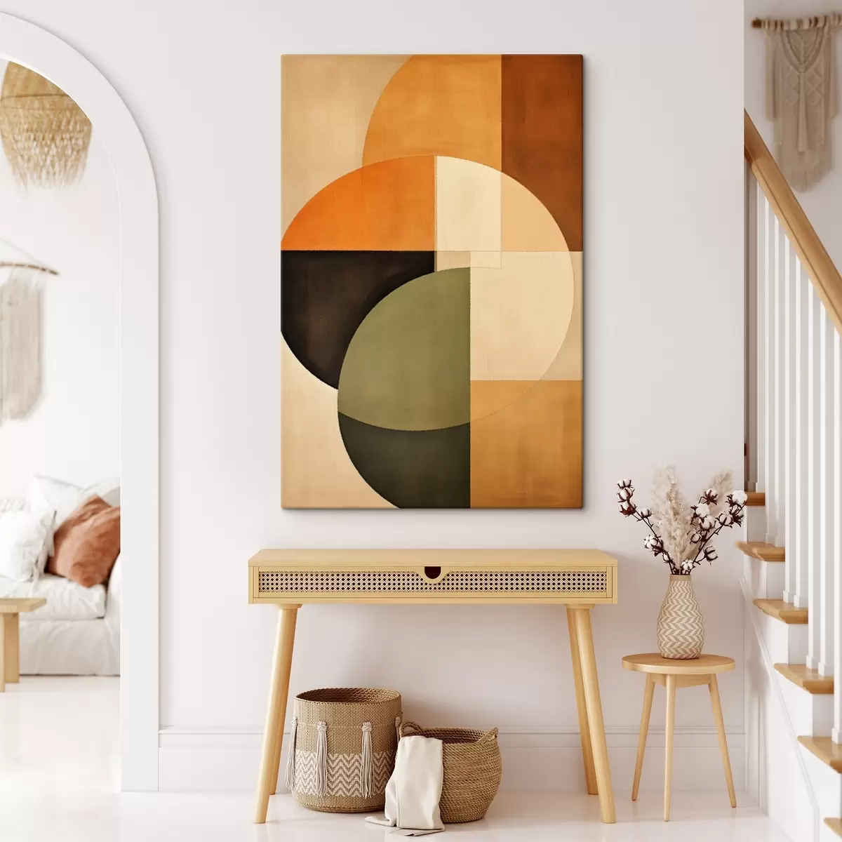  Peintures Cercles qui se croisent dans une palette sable-olive s46537