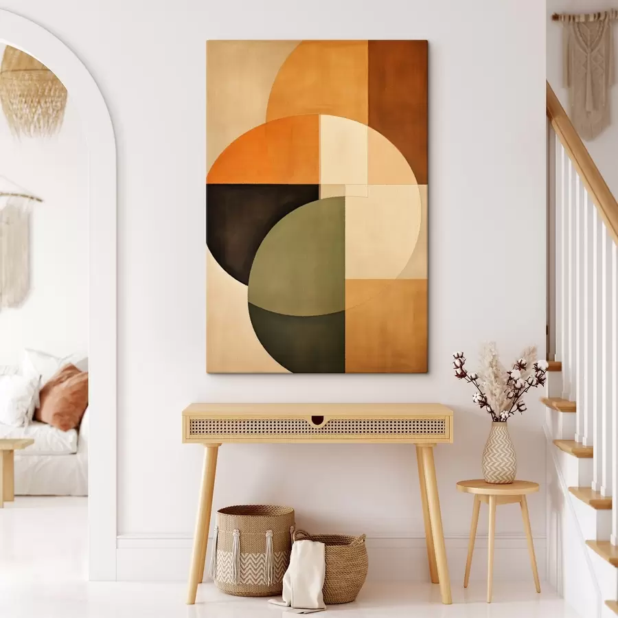  Peintures Cercles qui se croisent dans une palette sable-olive s46537