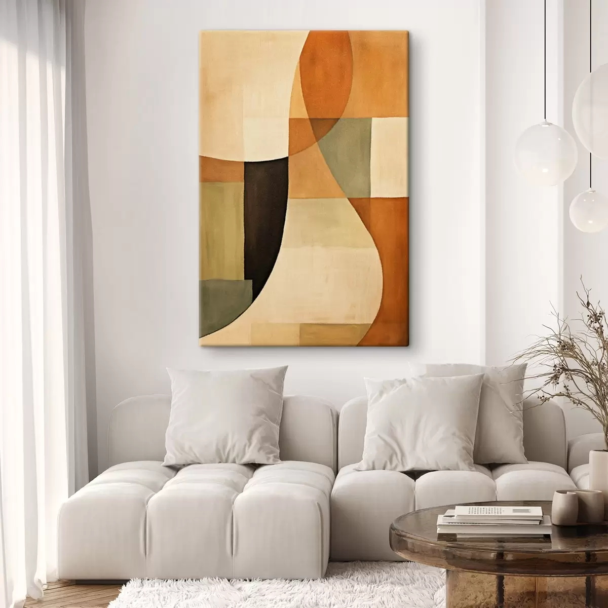  Peintures Champs géométriques doux dans une palette naturelle chaleureuse s46538